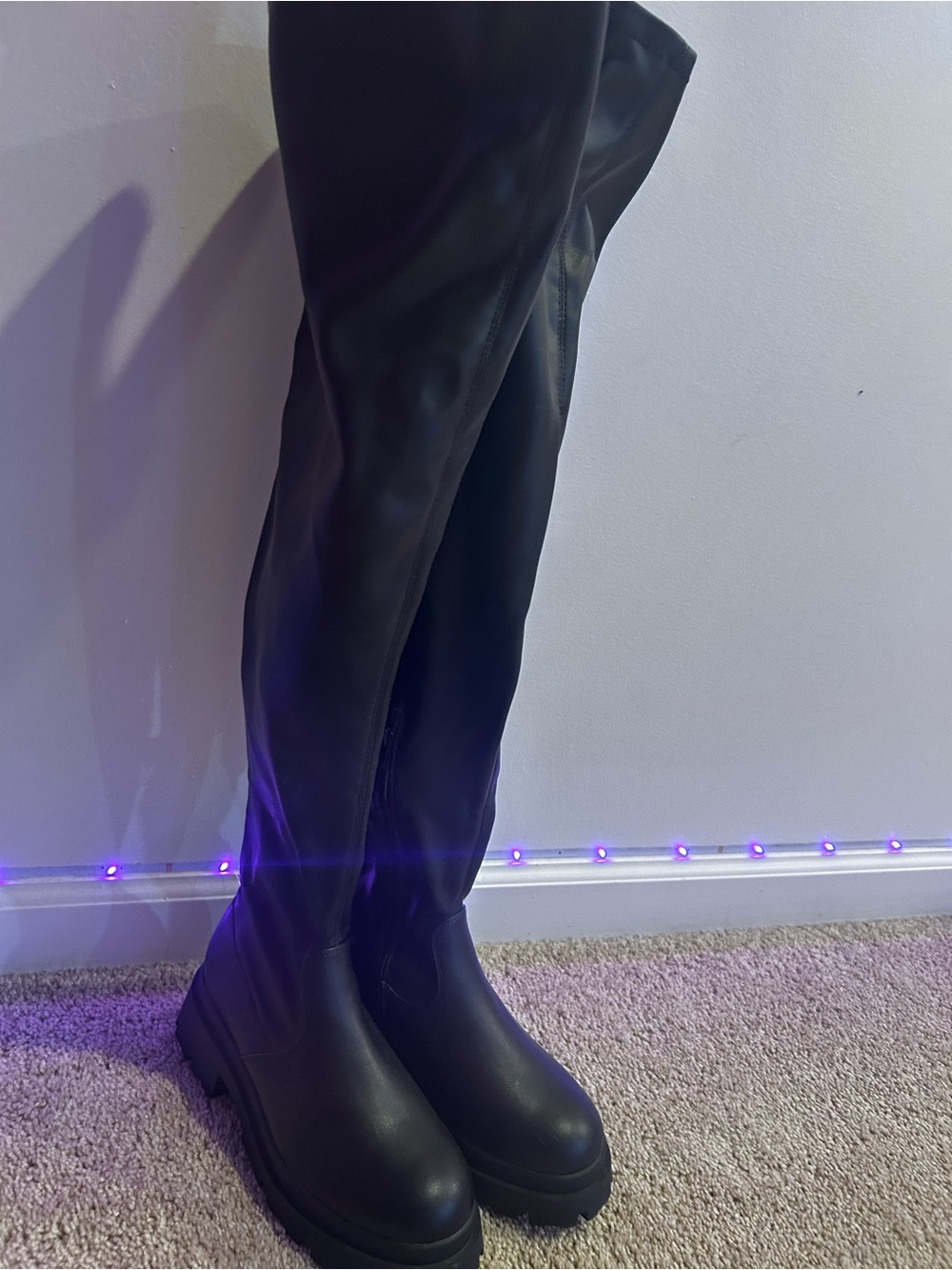 Over-the-Knee Black Platform Boots